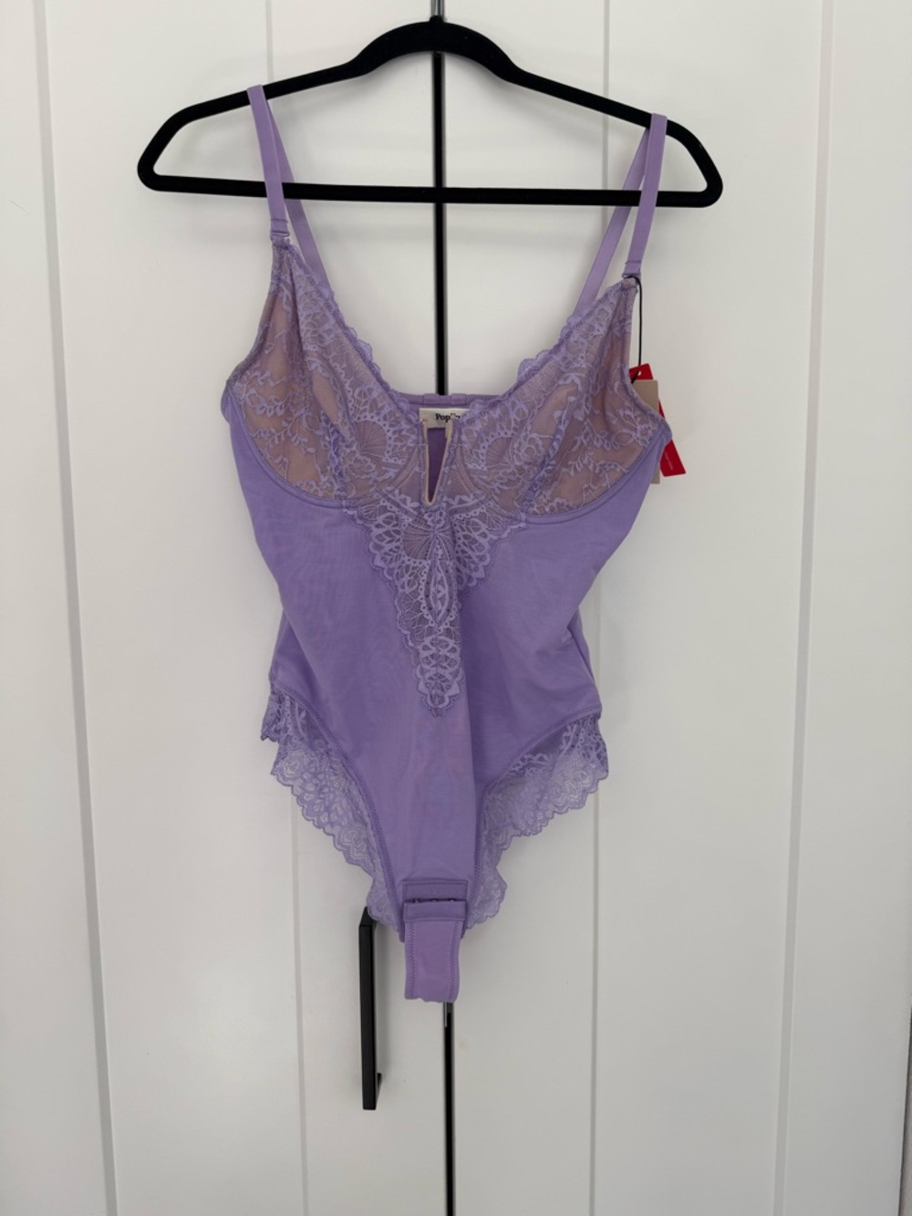 Popilush Shapewear Lace Deep V-Neck Sculpting Thong Bodysuit
